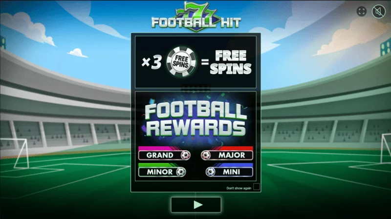 777 Football Hit - main menu
